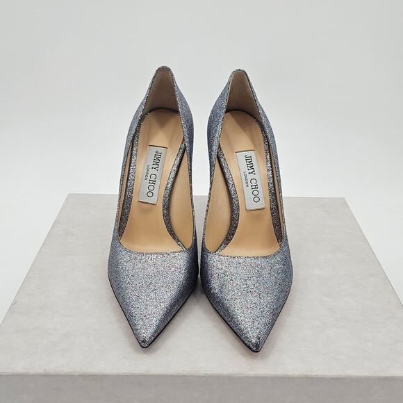 Jimmy Choo 100 Pumps Size 38 Pointed Toe‎ Glitter Heels - Picture 3 of 11
